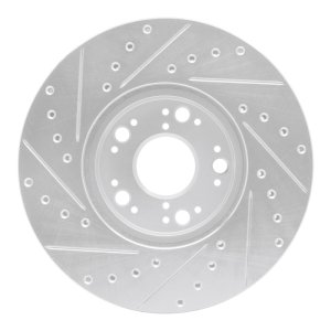 Lexus IS300 Brake Rotor (1) - Front Right - R1 Concepts - Drilled & Slotted - Silver - `92-`10